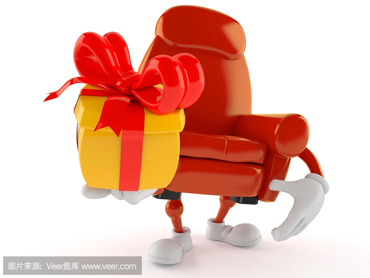 扶手椅人物持有禮物